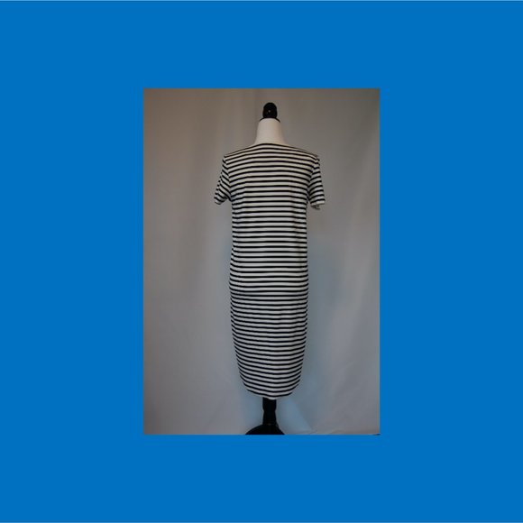 Zara high-low tunic or shirtdress, Navy & White Stripes, Size M, Super Stretchy - Picture 2 of 2